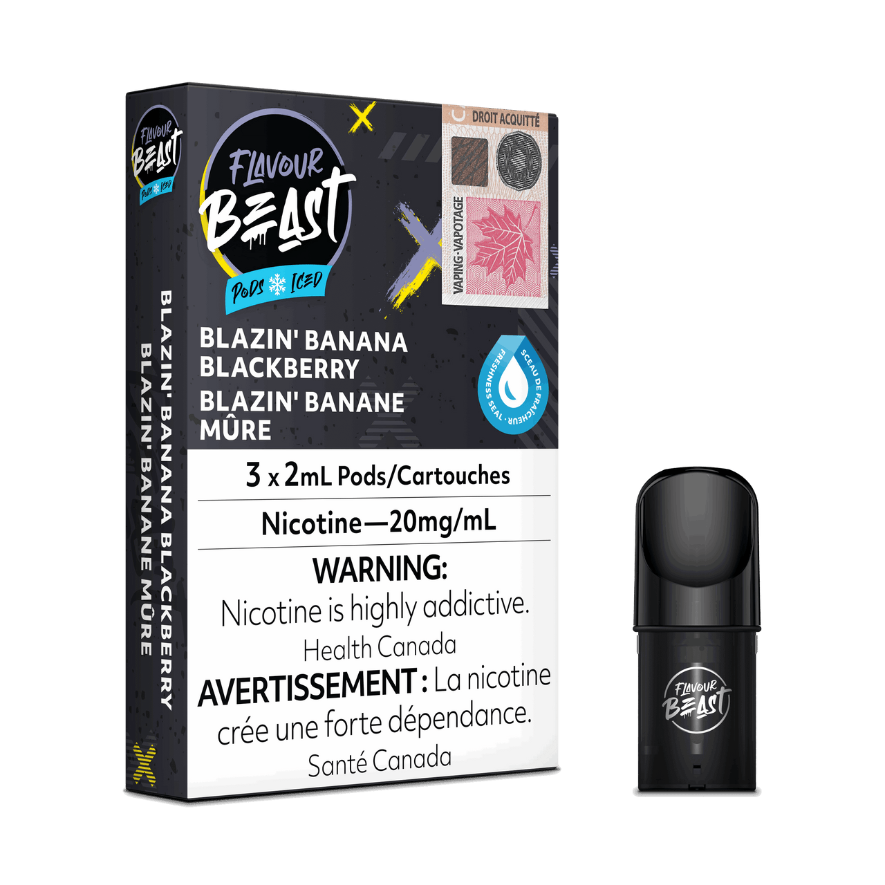 Flavour Beast Vape Pods - Blazin' Banana Blackberry Iced - Flavour Beast Pods 5PC - Stlth and Allo Compatible