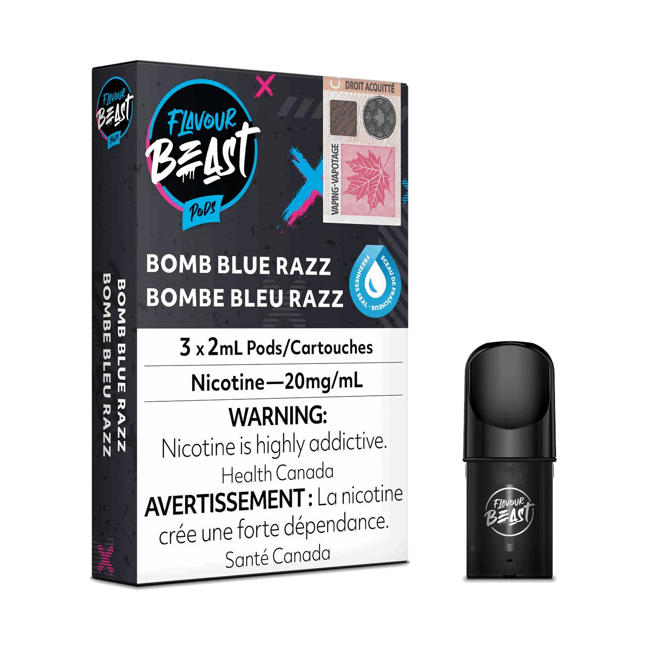 Flavour Beast Vape Pods - Bomb Blue Razz - Flavour Beast Pods 5PC - Stlth and Allo Compatible