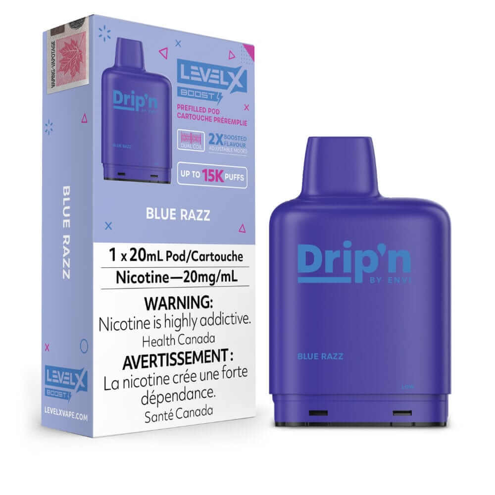 Blue Razz - Level X Drip'n Boost Pod - 6pc/Carton | DRIP'N at The Vapor Bar