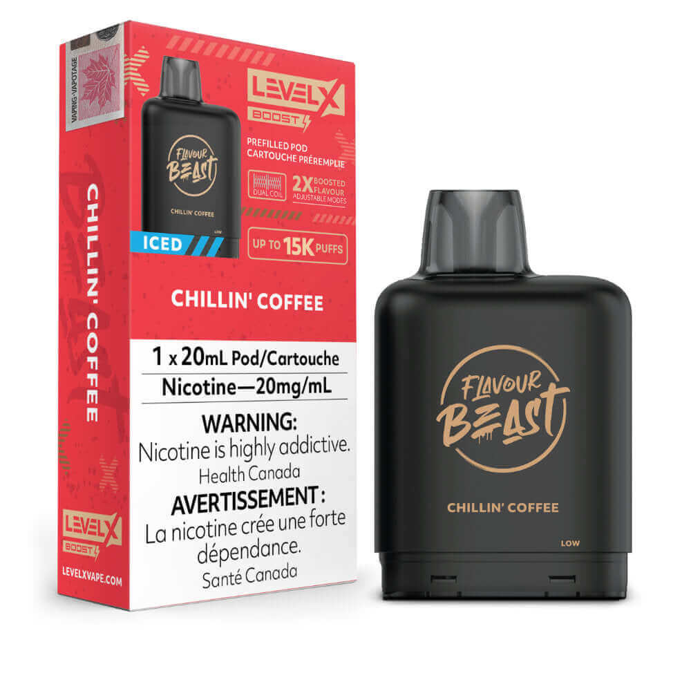 Flavour Beast Boost Vape Pods - Chillin' Coffee Iced - Level X Flavour Beast Boost Pod 20mL 6PC