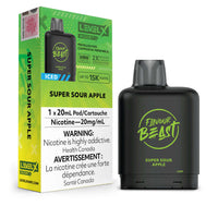 Thumbnail for Flavour Beast Boost Vape Pods - Super Sour Apple Iced - Level X Flavour Beast Boost Pod 20mL 6PC