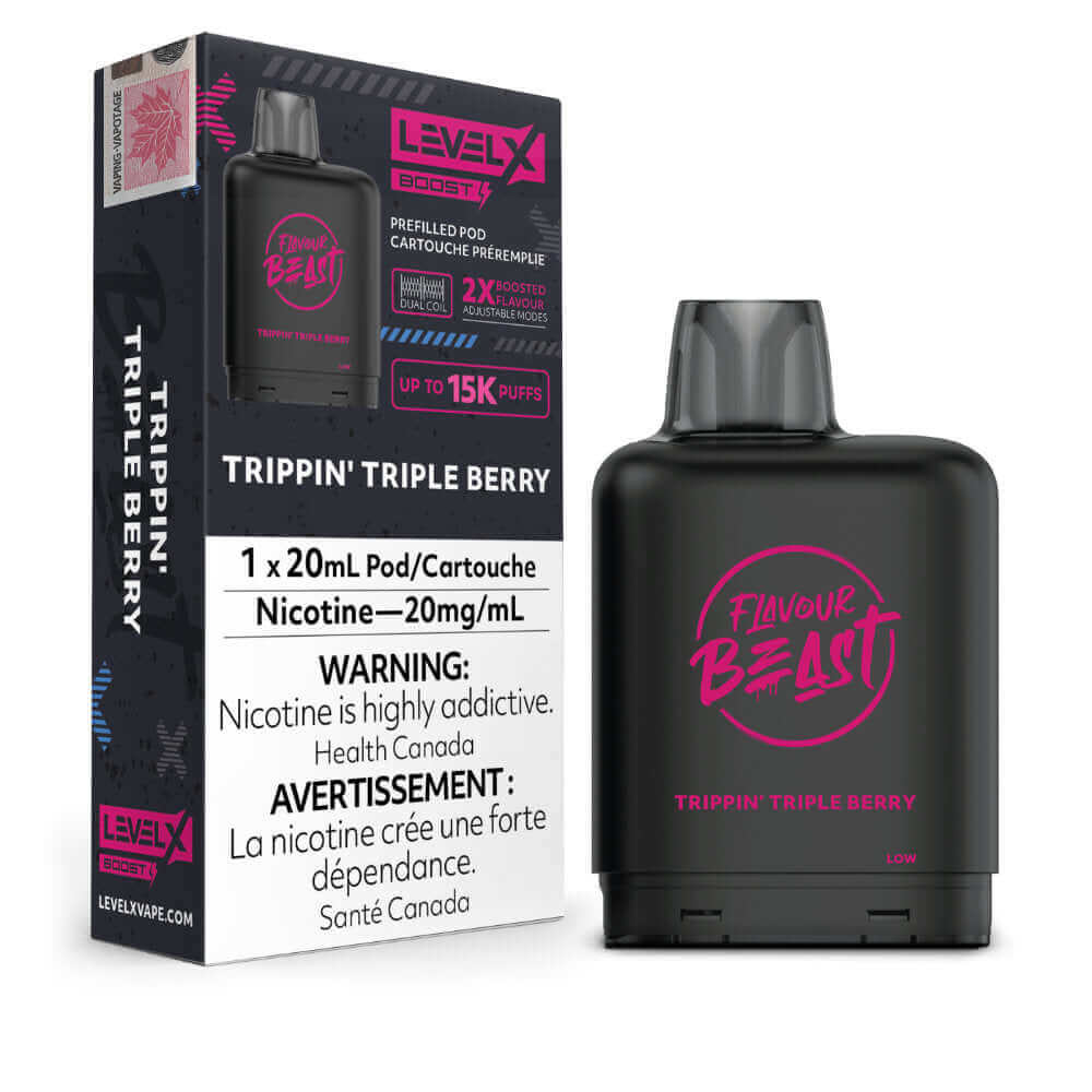 Flavour Beast Boost Vape Pods - Trippin' Triple Berry - Level X Flavour Beast Boost Pod 20mL 6PC