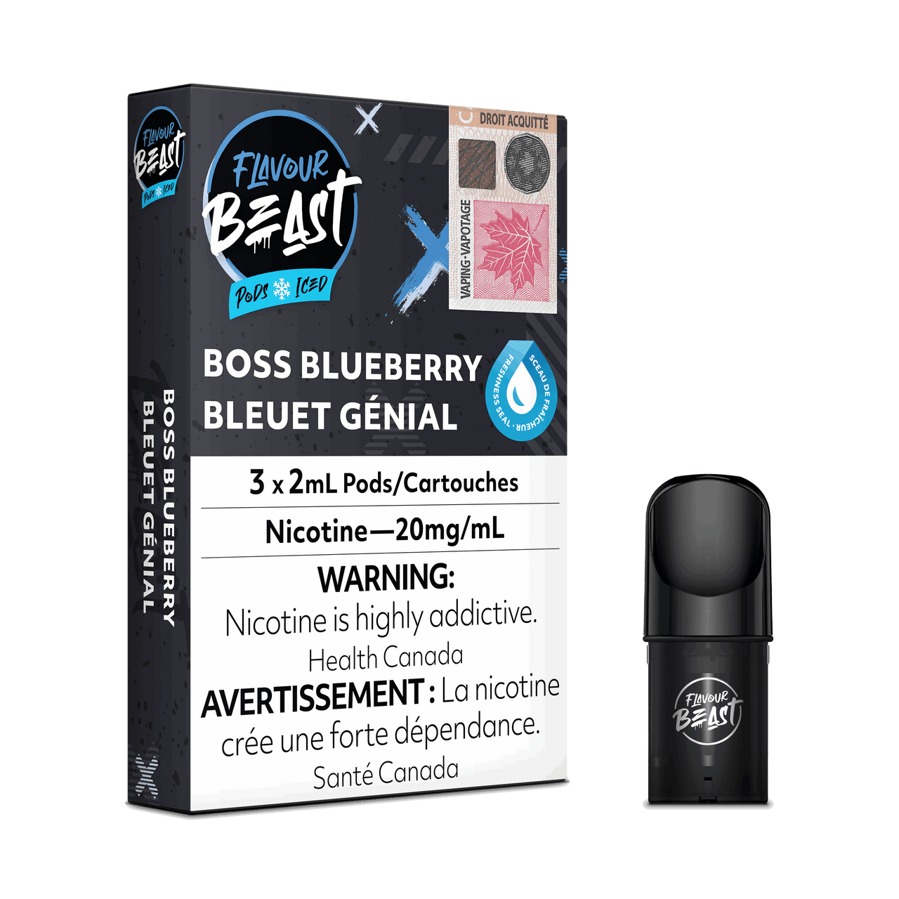 Flavour Beast Vape Pods - Boss Blueberry Iced - Flavour Beast Pods 5PC - Stlth and Allo Compatible