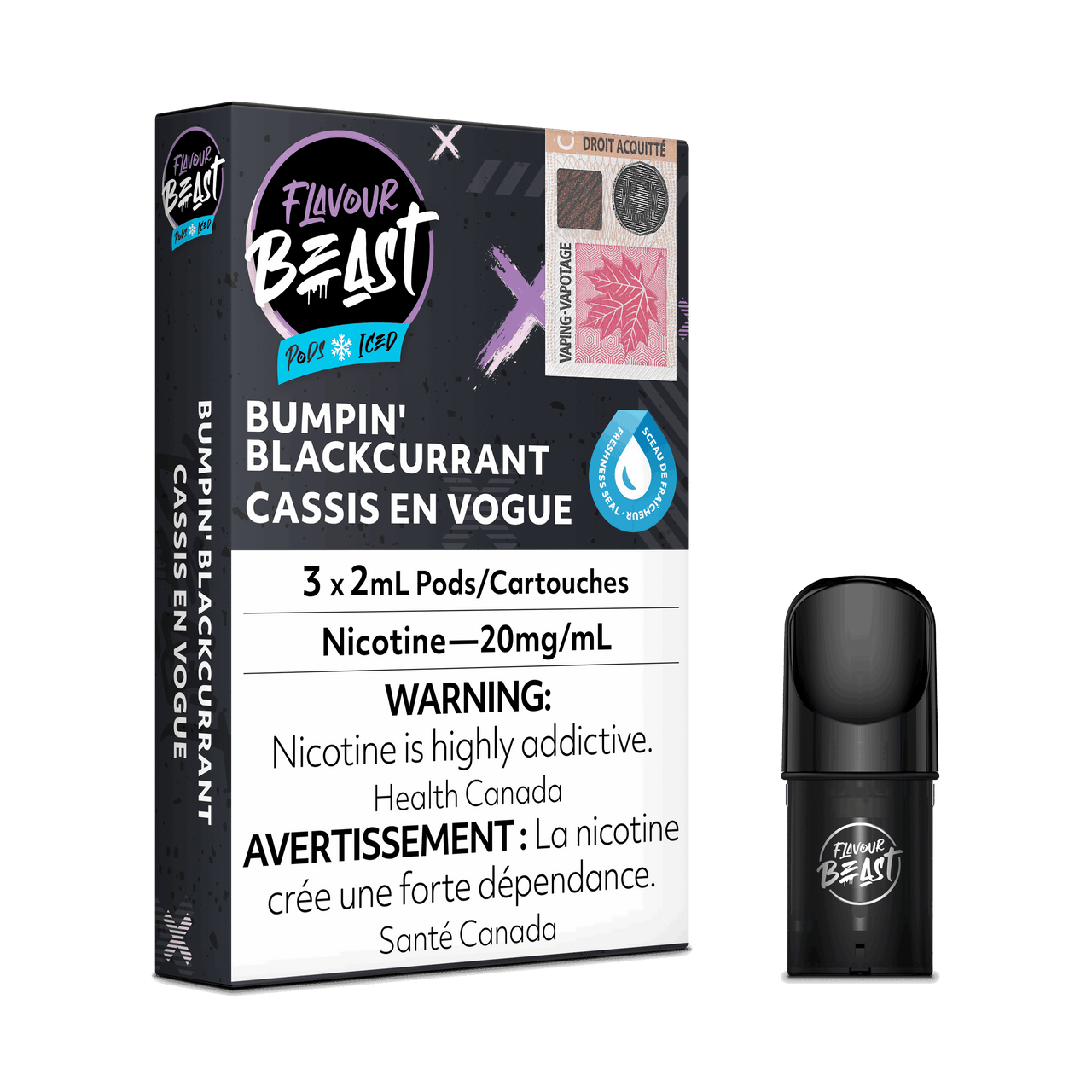 Flavour Beast Vape Pods - Bumpin' Blackcurrant Iced - Flavour Beast Pods 5PC - Stlth and Allo Compatible