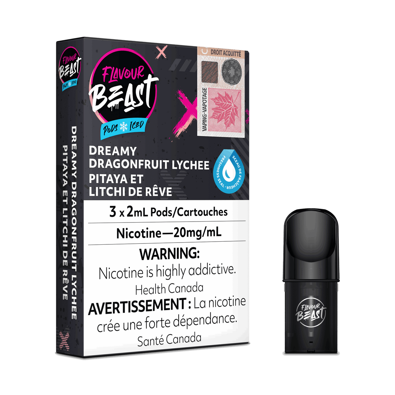 Flavour Beast Vape Pods - Dreamy Dragonfruit Lychee Iced - Flavour Beast Pods 5PC - Stlth and Allo Compatible