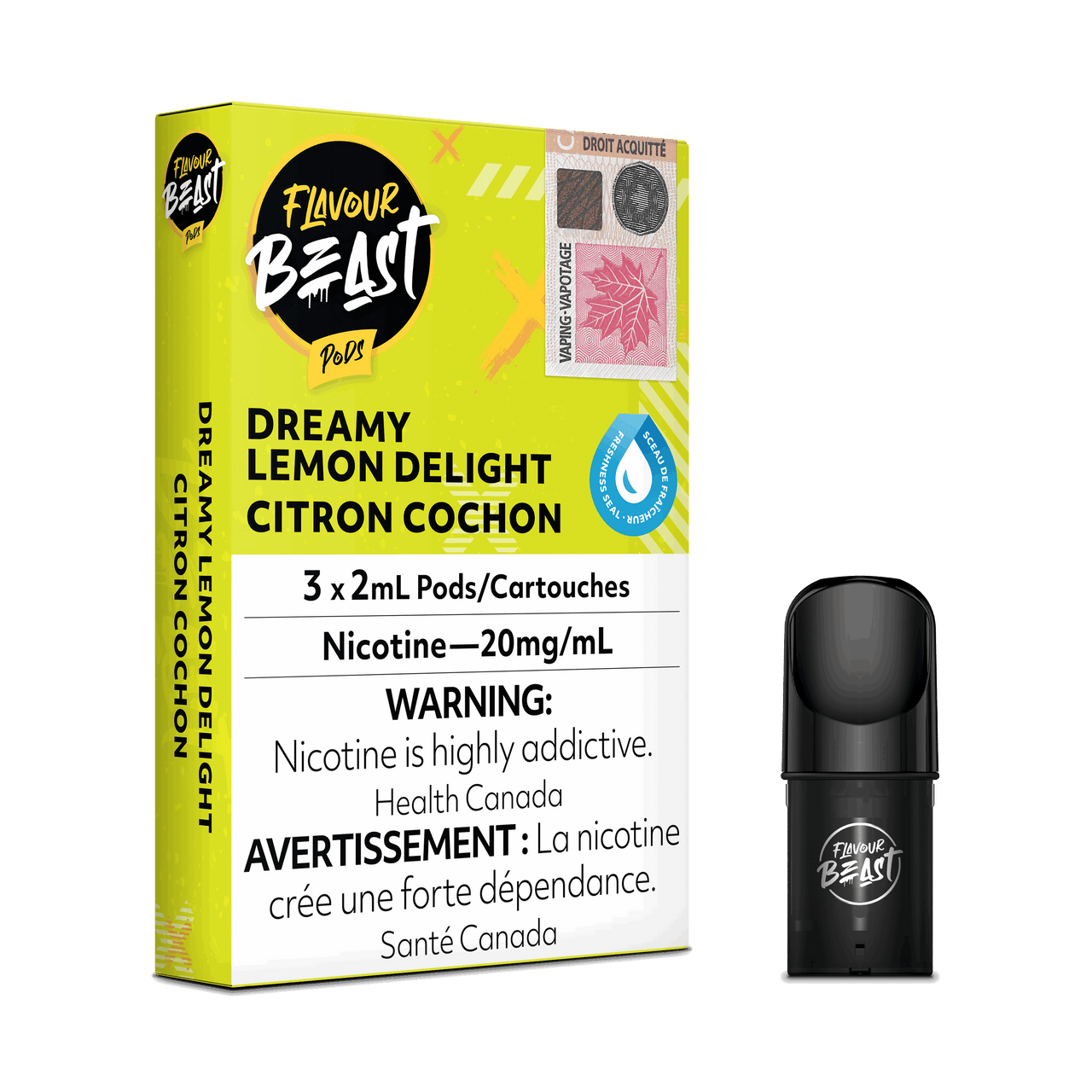 Flavour Beast Vape Pods - Dreamy Lemon Delight - Flavour Beast Pods 5PC - Stlth and Allo Compatible