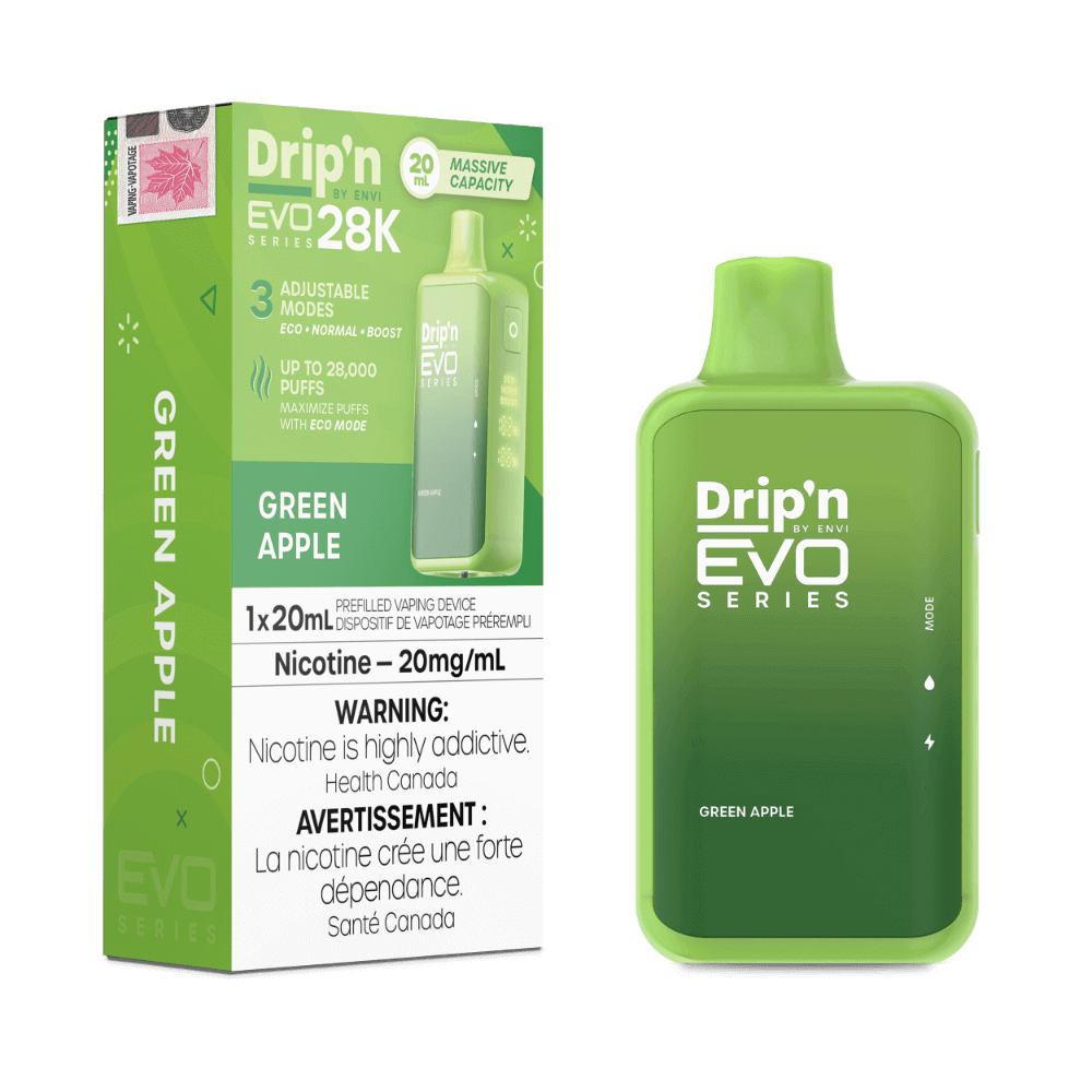 disposable vape - Green Apple - Drip'n by Envi EVO Series 28K - 20MG 5pc - The Vapor Bar