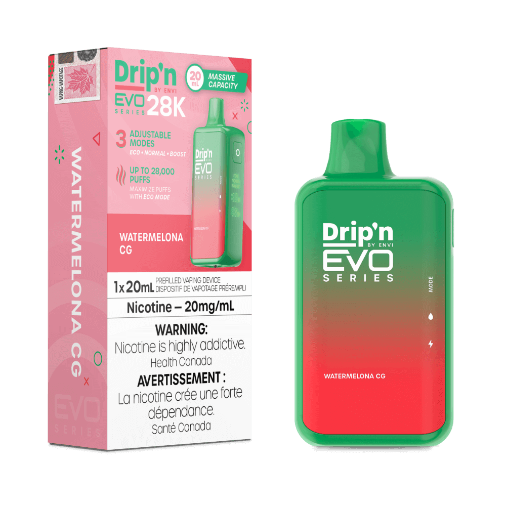 disposable vape - Watermelon CG - Drip'n by Envi EVO Series 28K - 20MG 5pc - The Vapor Bar