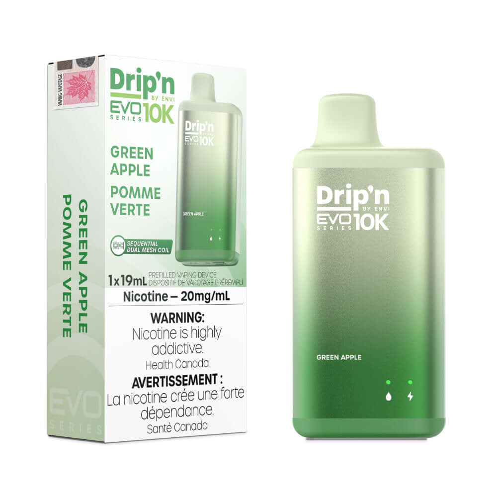 disposable vape - Green Apple - Drip’n by Envi EVO Series 10k - 5pc - The Vapor Bar