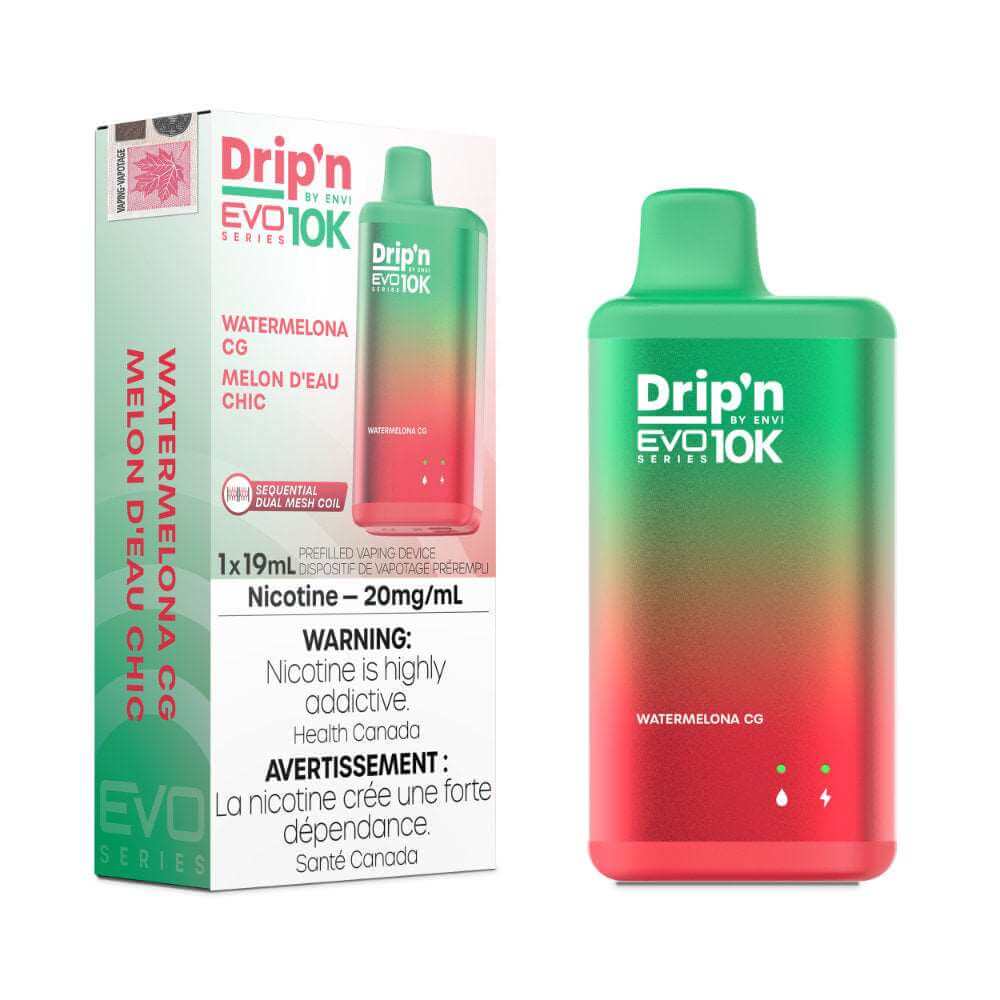 disposable vape - Watermelona CG - Drip’n by Envi EVO Series 10k - 5pc - The Vapor Bar