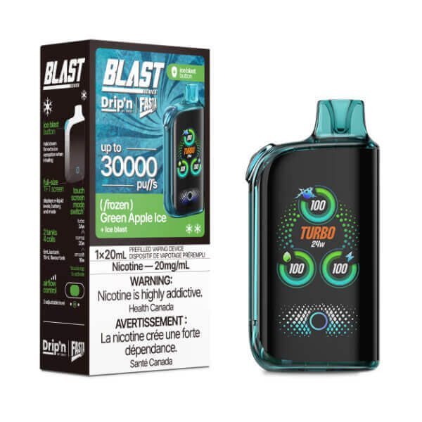 DISPOSABLE VAPES - Drip'n x Fasta Blast 30K Disposable - GREEN APPLE ICE 5pc