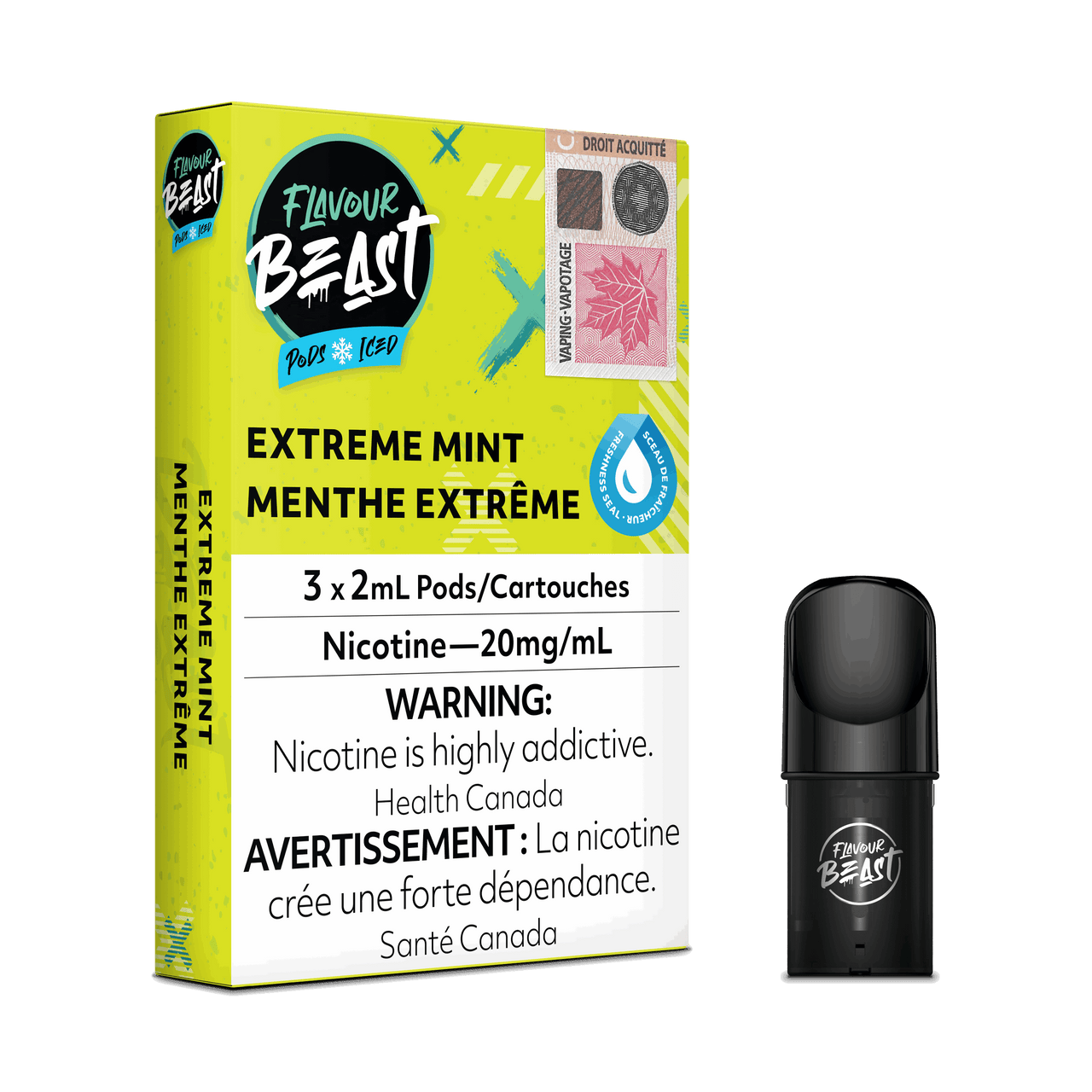 Flavour Beast Vape Pods - Extreme Mint Iced - Flavour Beast Pods 5PC - Stlth and Allo Compatible