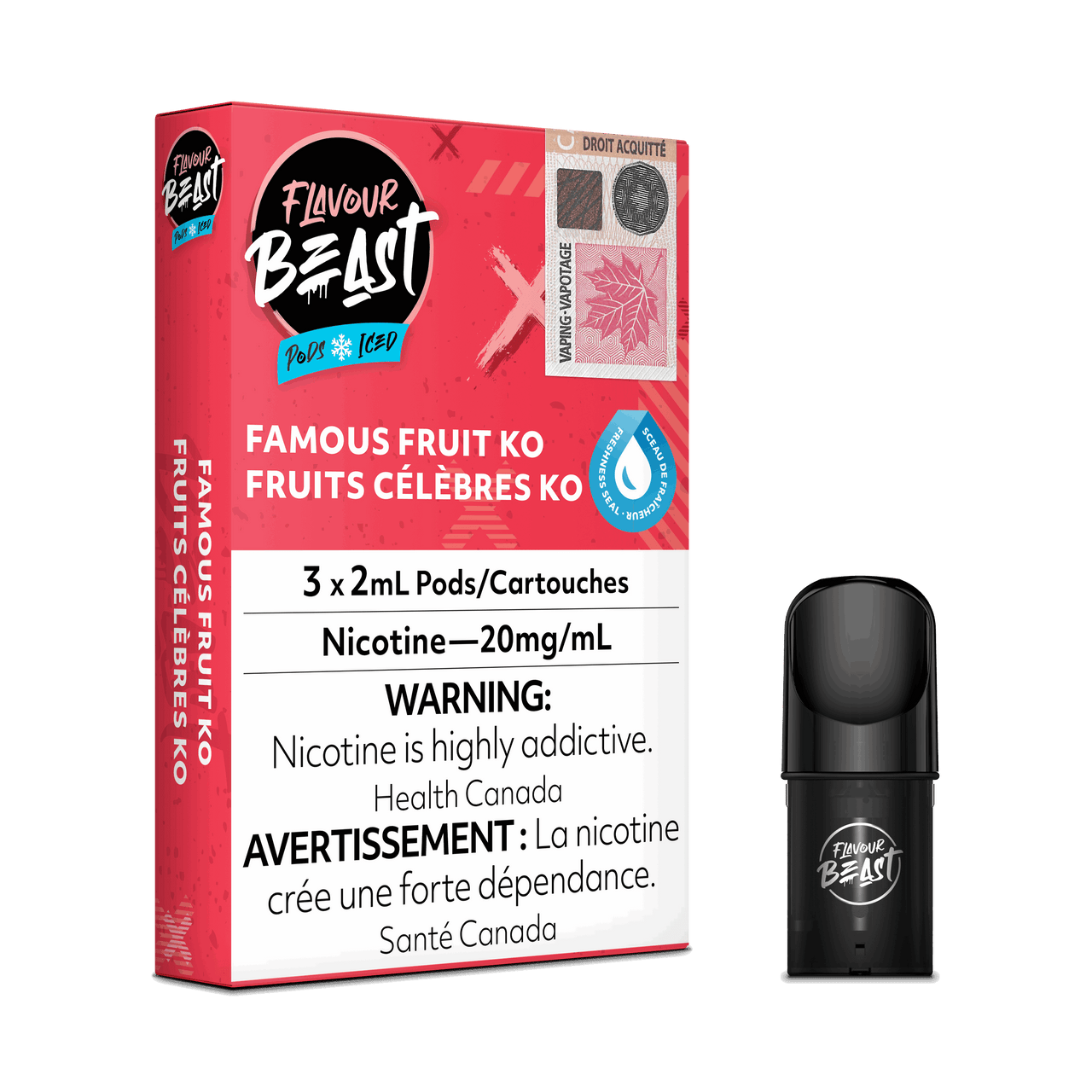 Flavour Beast Vape Pods - Famous Fruit KO Iced - Flavour Beast Pods 5PC - Stlth and Allo Compatible