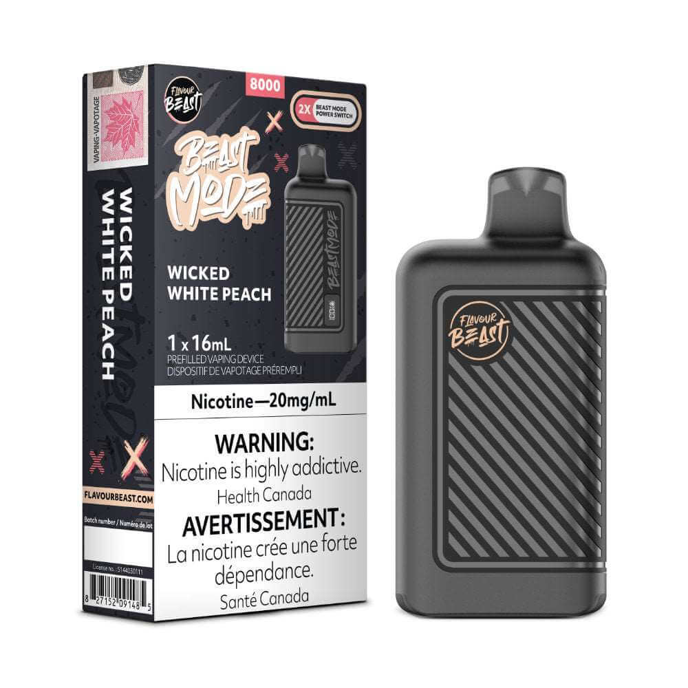 Disposable Vape - Wicked White Peach - Flavour Beast Beast Mode 8K - 5pc