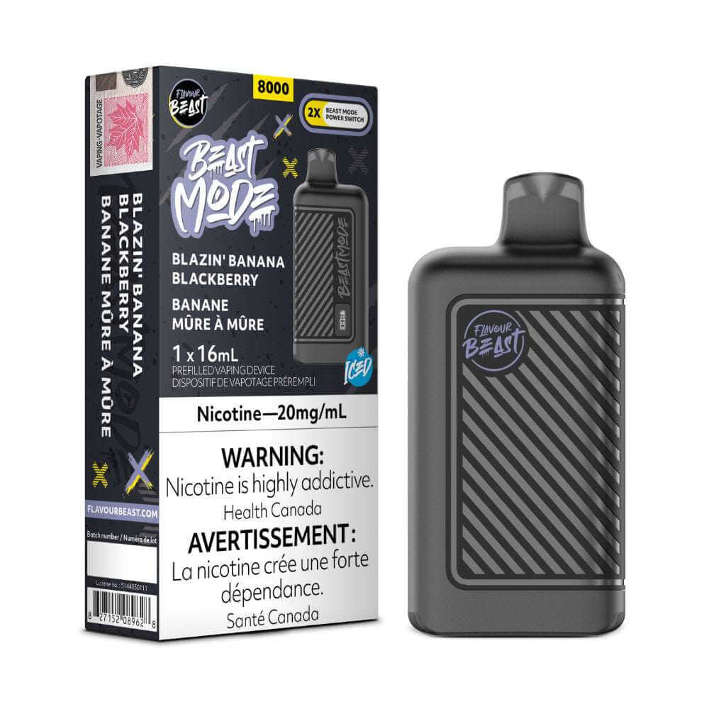 Disposable Vape - Blazin' Banana Blackberry Iced - Flavour Beast Beast Mode 8K - 5pc