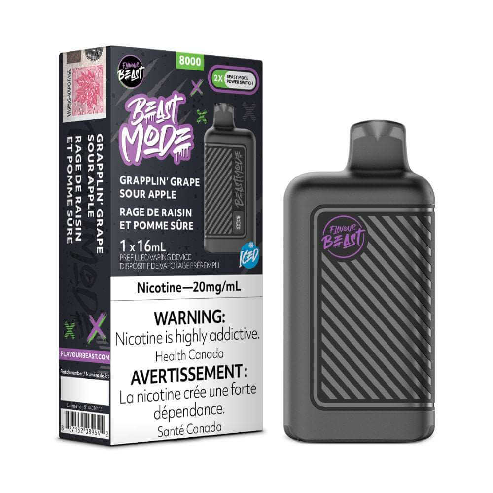 Disposable Vape - Grapplin' Grape Sour Apple Iced - Flavour Beast Beast Mode 8K - 5pc