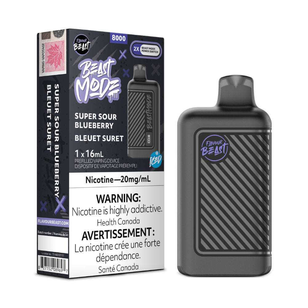 Disposable Vape - Super Sour Blueberry Iced - Flavour Beast Beast Mode 8K - 5pc