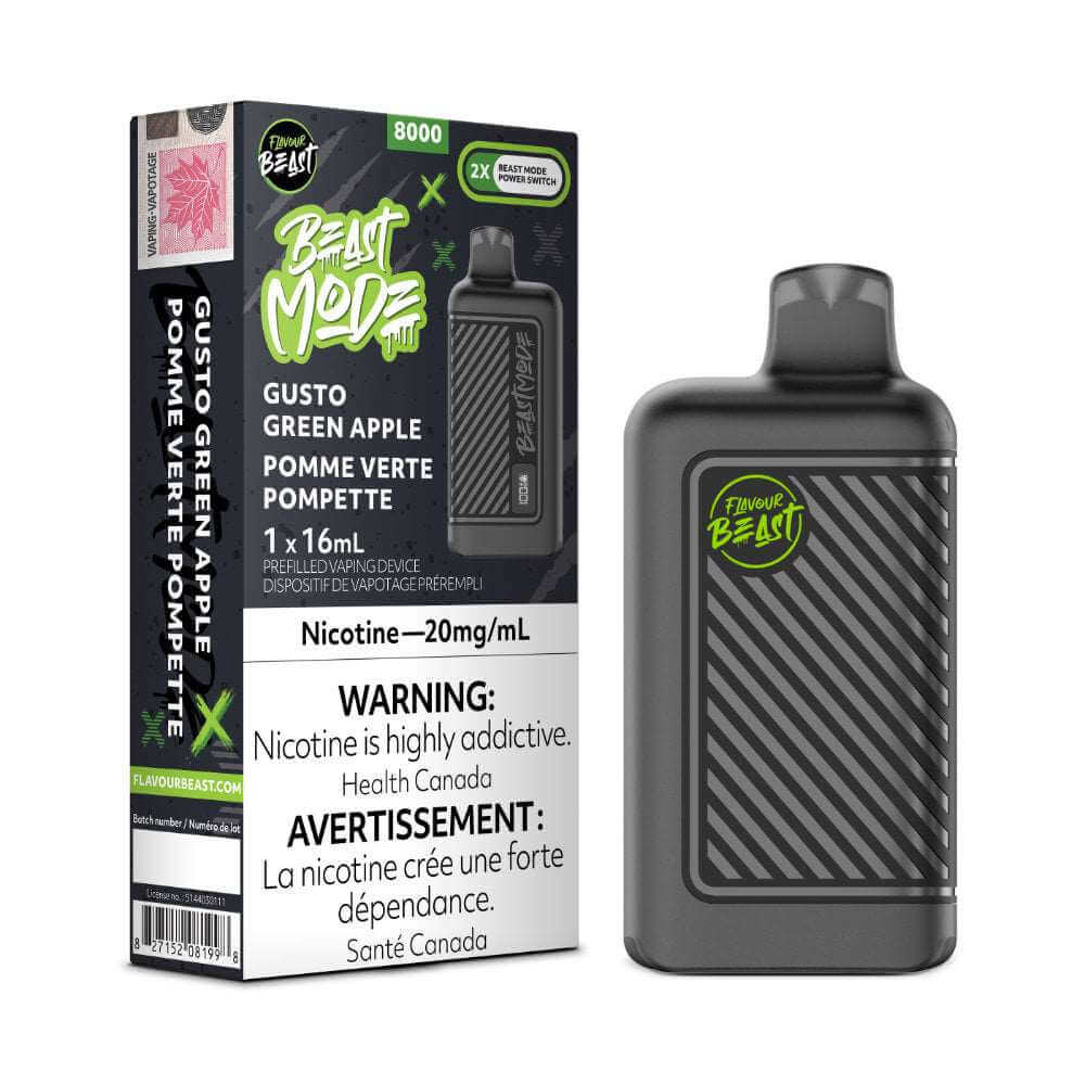 Disposable Vape - Gusto Green Apple - Flavour Beast Beast Mode 8K - 5pc