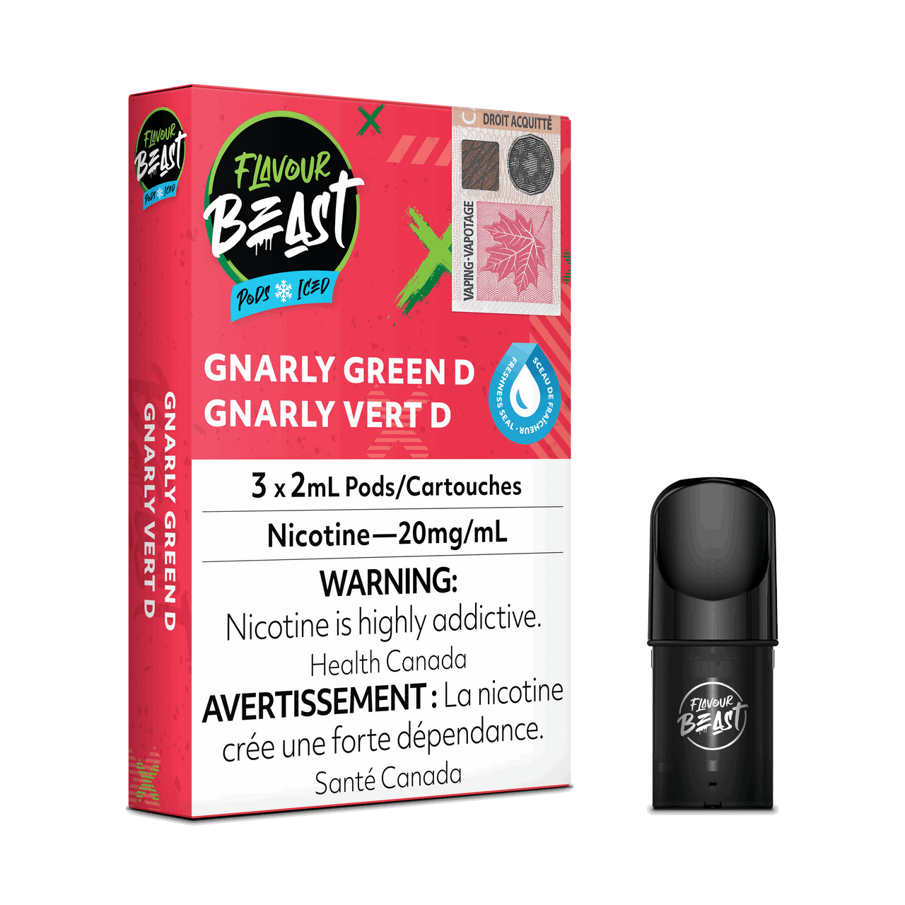 Flavour Beast Vape Pods - Gnarly Green D (Green Dew) - Flavour Beast Pods 5PC - Stlth and Allo Compatible