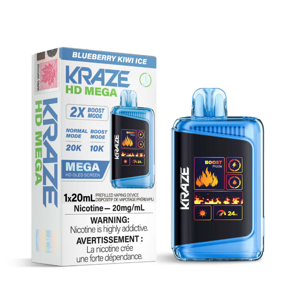 disposable vape - Blueberry Kiwi Ice - Kraze HD Mega - 5pc