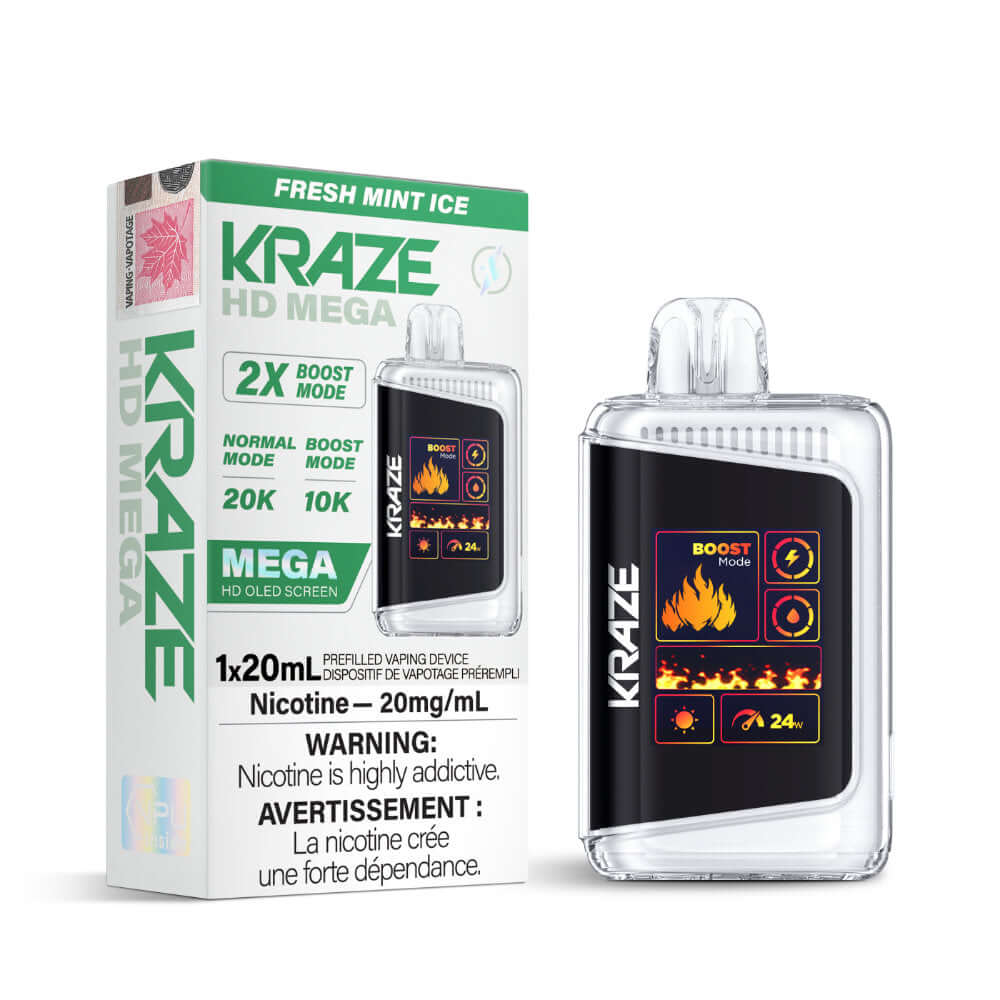 disposable vape - Fresh Mint Ice - Kraze HD Mega - 5pc