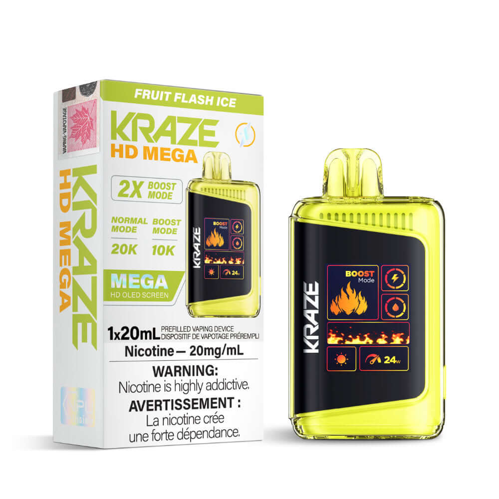 disposable vape - Fruit Flash Ice - Kraze HD Mega - 5pc