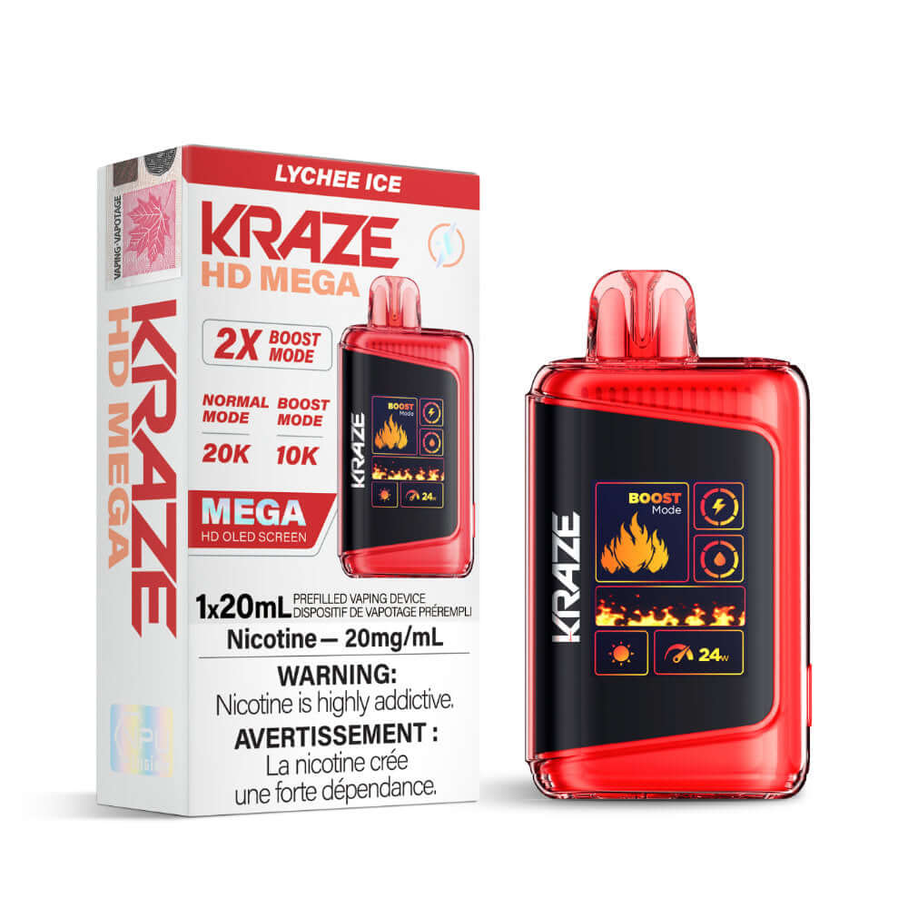 disposable vape - Lychee Ice - Kraze HD Mega - 5pc