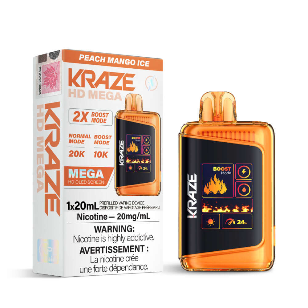 disposable vape - Peach Mango Ice - Kraze HD Mega - 5pc