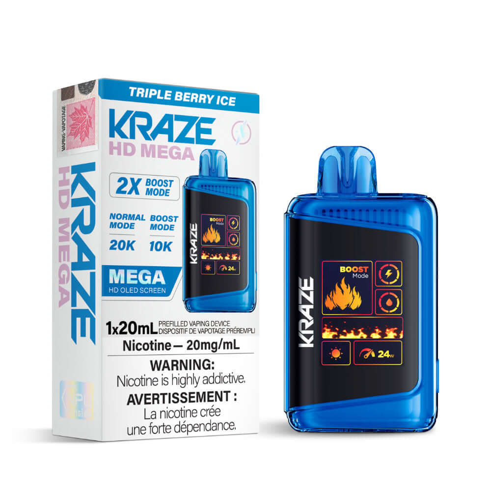 disposable vape - Triple Berry Ice - Kraze HD Mega - 5pc