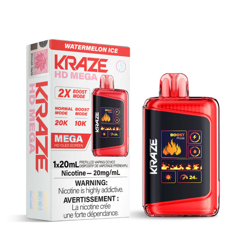 disposable vape - Watermelon Ice - Kraze HD Mega - 5pc