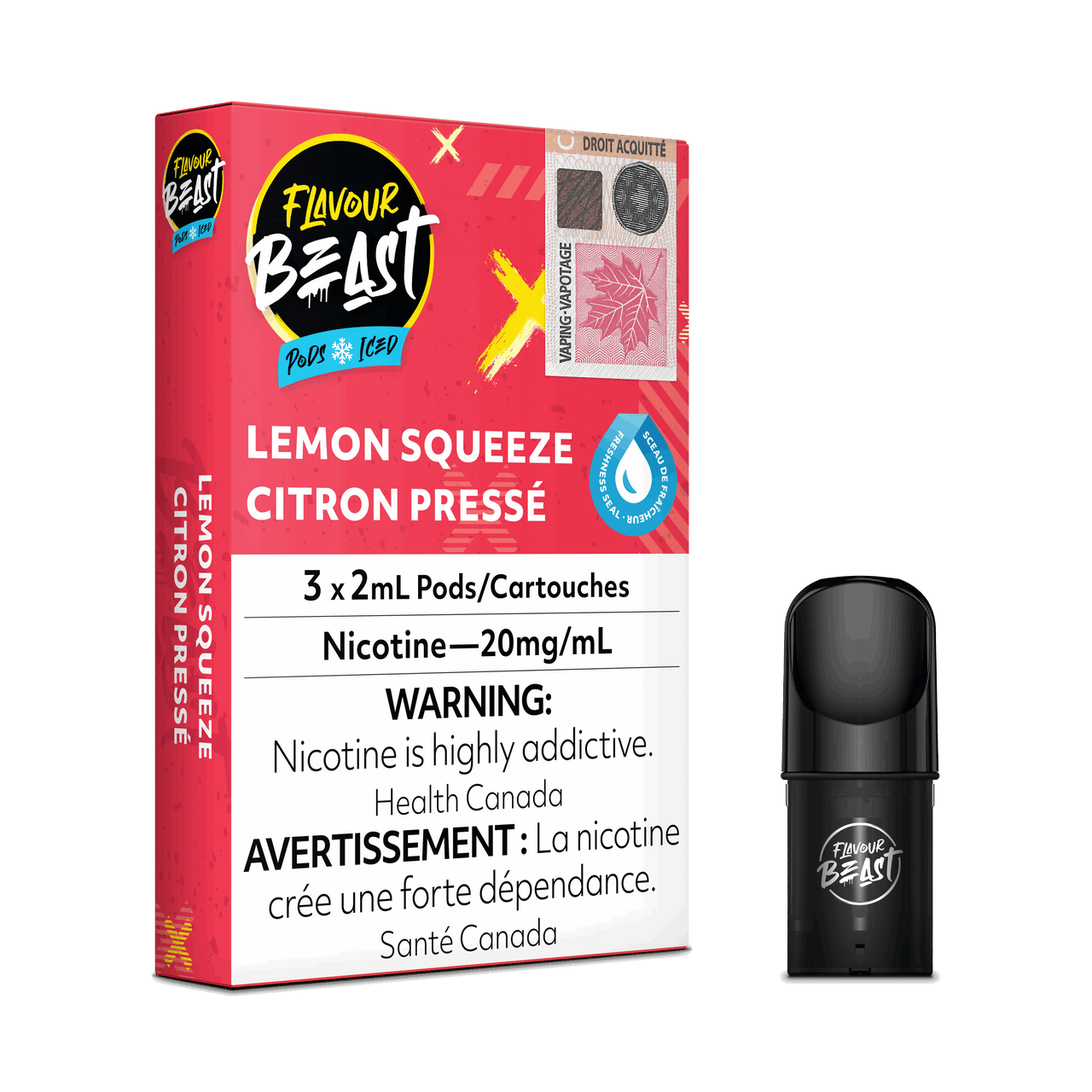 Flavour Beast Vape Pods - Lemon Squeeze Iced - Flavour Beast Pods 5PC - Stlth and Allo Compatible