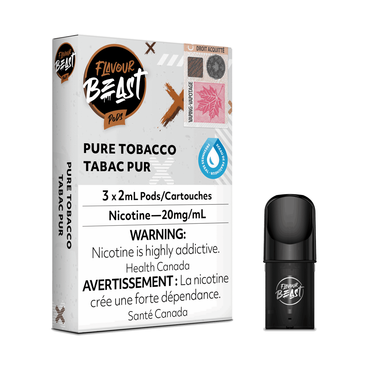 Flavour Beast Vape Pods - Pure Tobacco - Flavour Beast Pods 5PC - Stlth and Allo Compatible