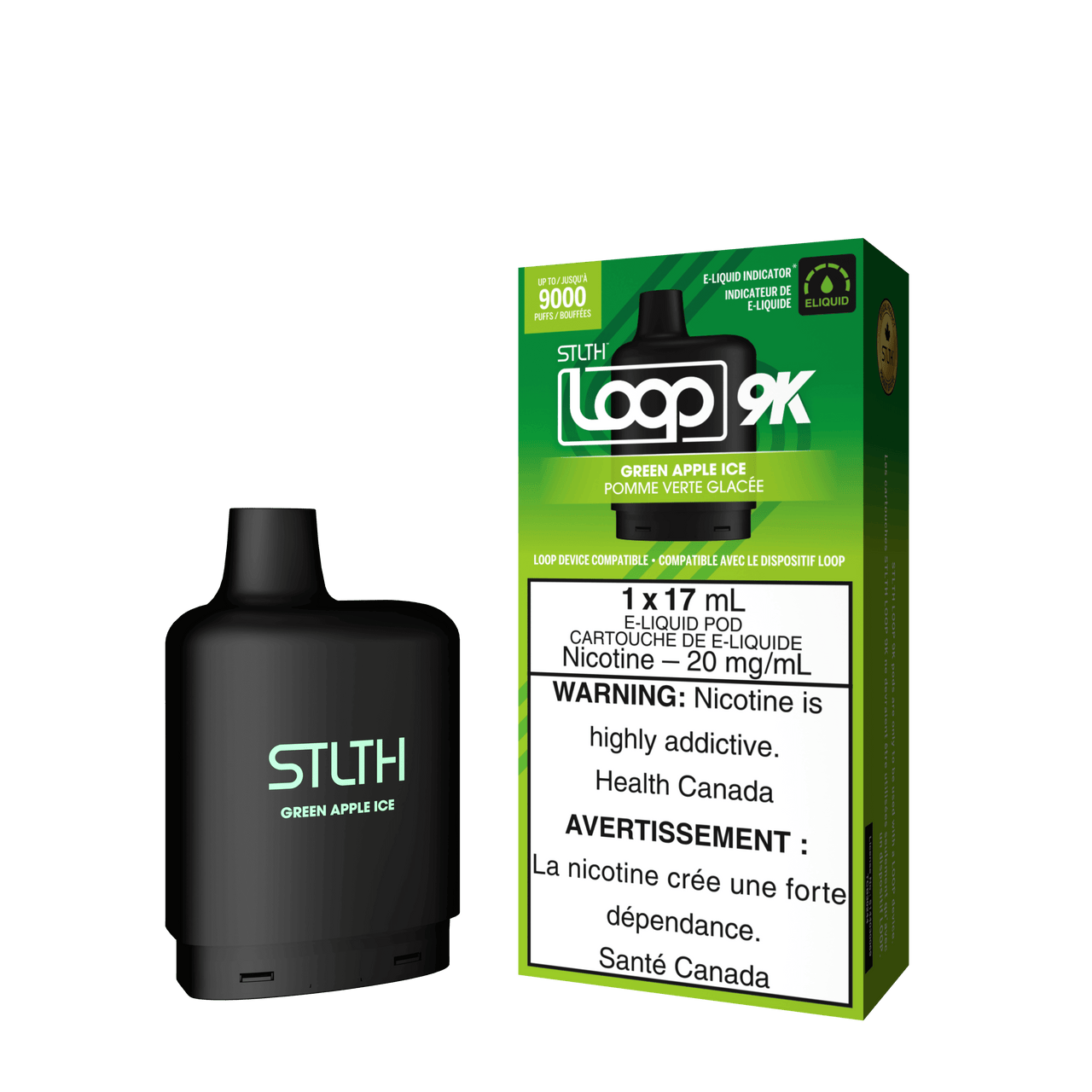 Stlth Vape Loop 2 - GREEN APPLE ICE - STLTH LOOP 9K PODS 5PC