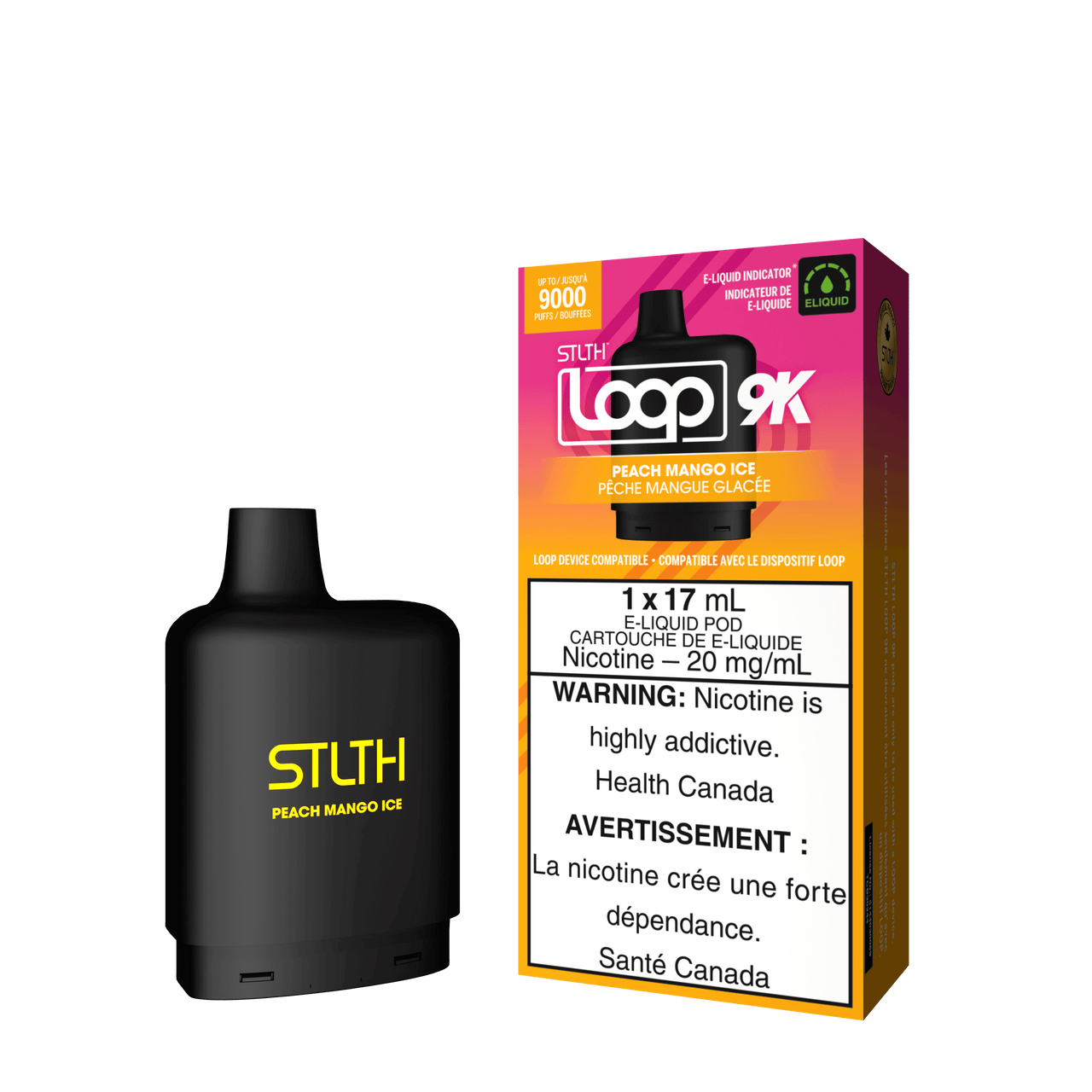 Stlth Vape Loop 2 - PEACH MANGO ICE - STLTH LOOP 9K PODS 5PC