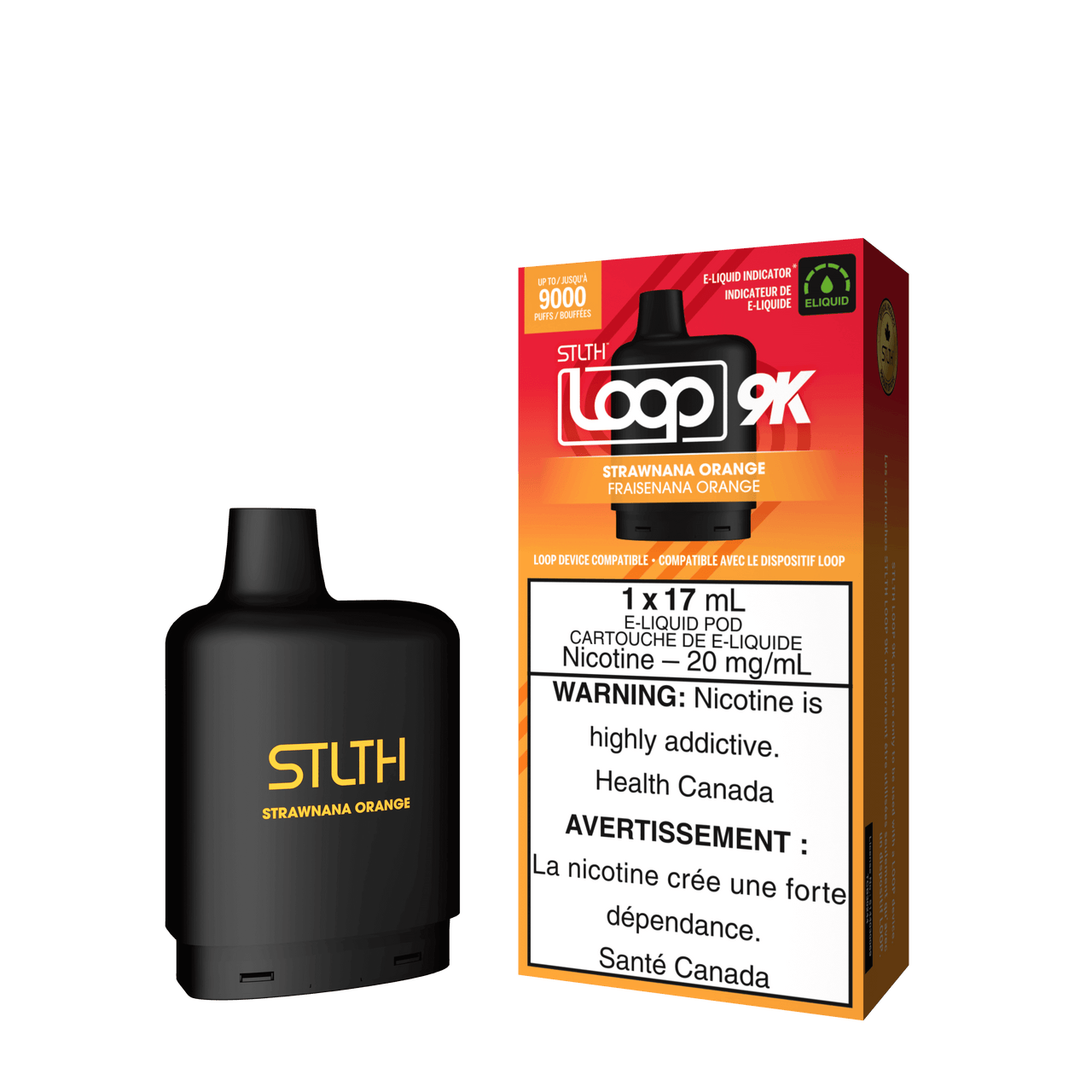 Stlth Vape Loop 2 - STRAWNANA ORANGE - STLTH LOOP 9K PODS 5PC