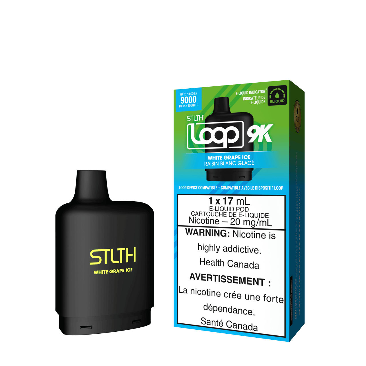 Stlth Vape Loop 2 - WHITE GRAPE ICE - STLTH LOOP 9K PODS 5PC