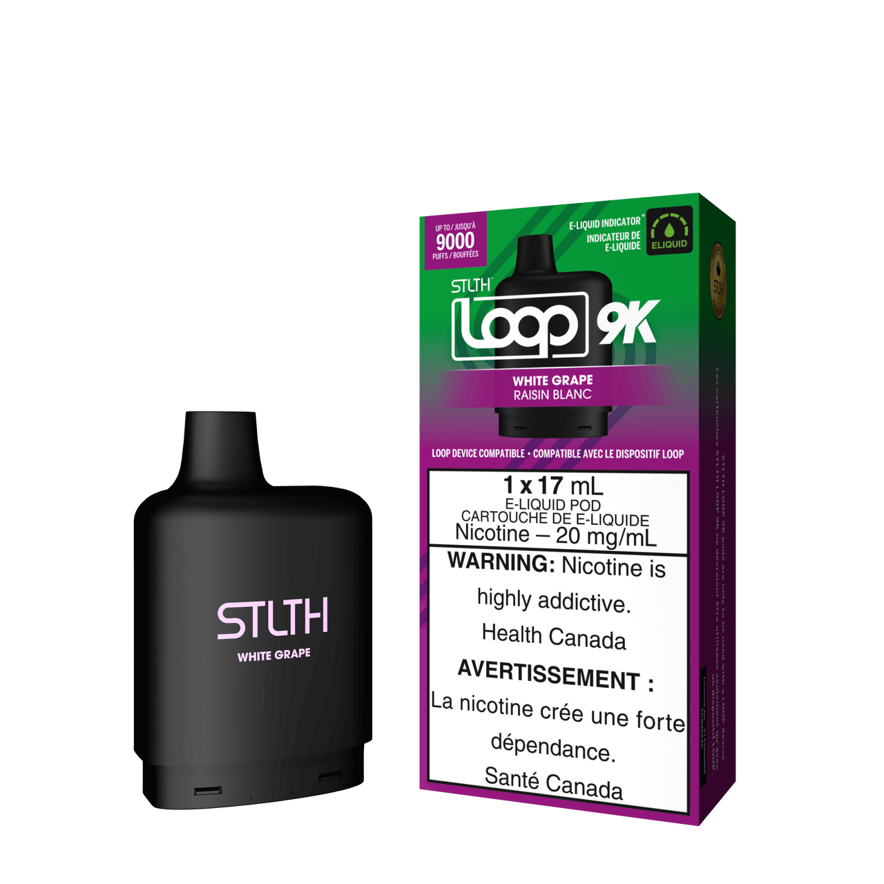 Stlth Vape Loop 2 - WHITE GRAPE - STLTH LOOP 9K PODS 5PC