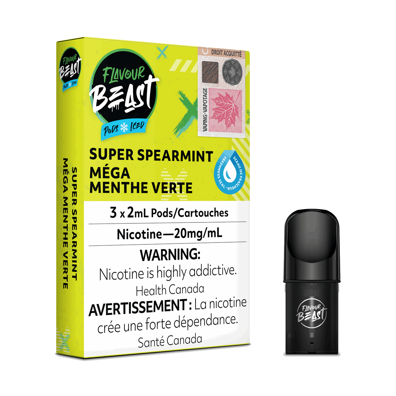 Flavour Beast Vape Pods - Super Spearmint Iced - Flavour Beast Pods 5PC - Stlth and Allo Compatible