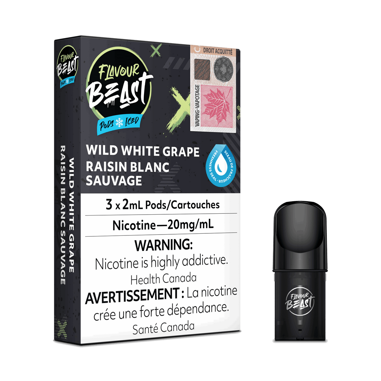 Flavour Beast Vape Pods - Wild White Grape Iced - Flavour Beast Pods 5PC - Stlth and Allo Compatible