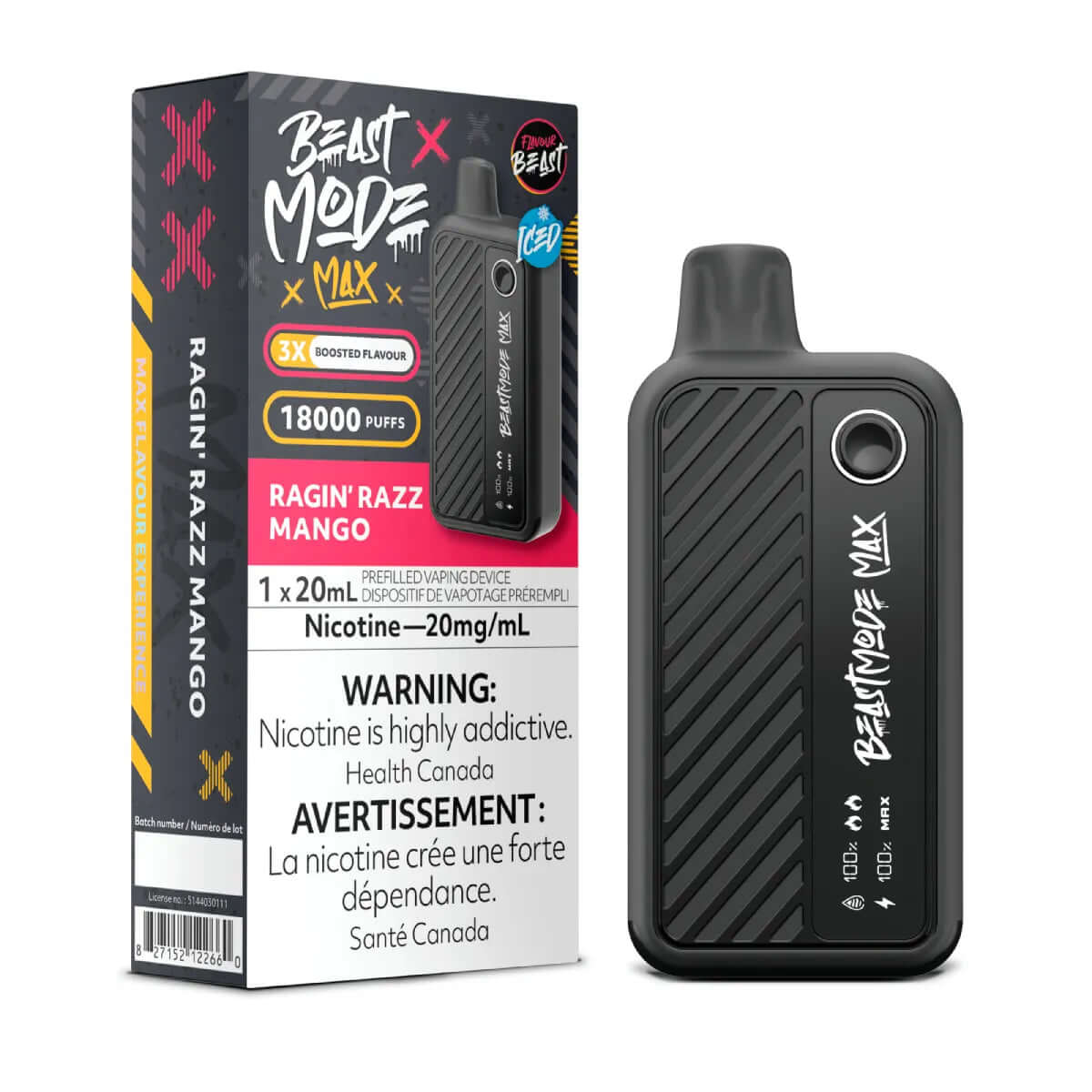 Disposable Vape - Ragin' Razz Mango - Flavour Beast Beast Mode Max 18K - 5pc