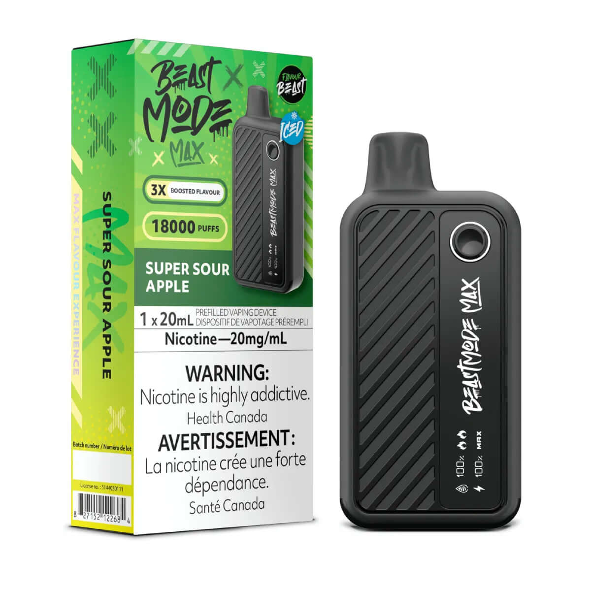 Disposable Vape - Super Sour Apple - Flavour Beast Beast Mode Max 18K - 5pc