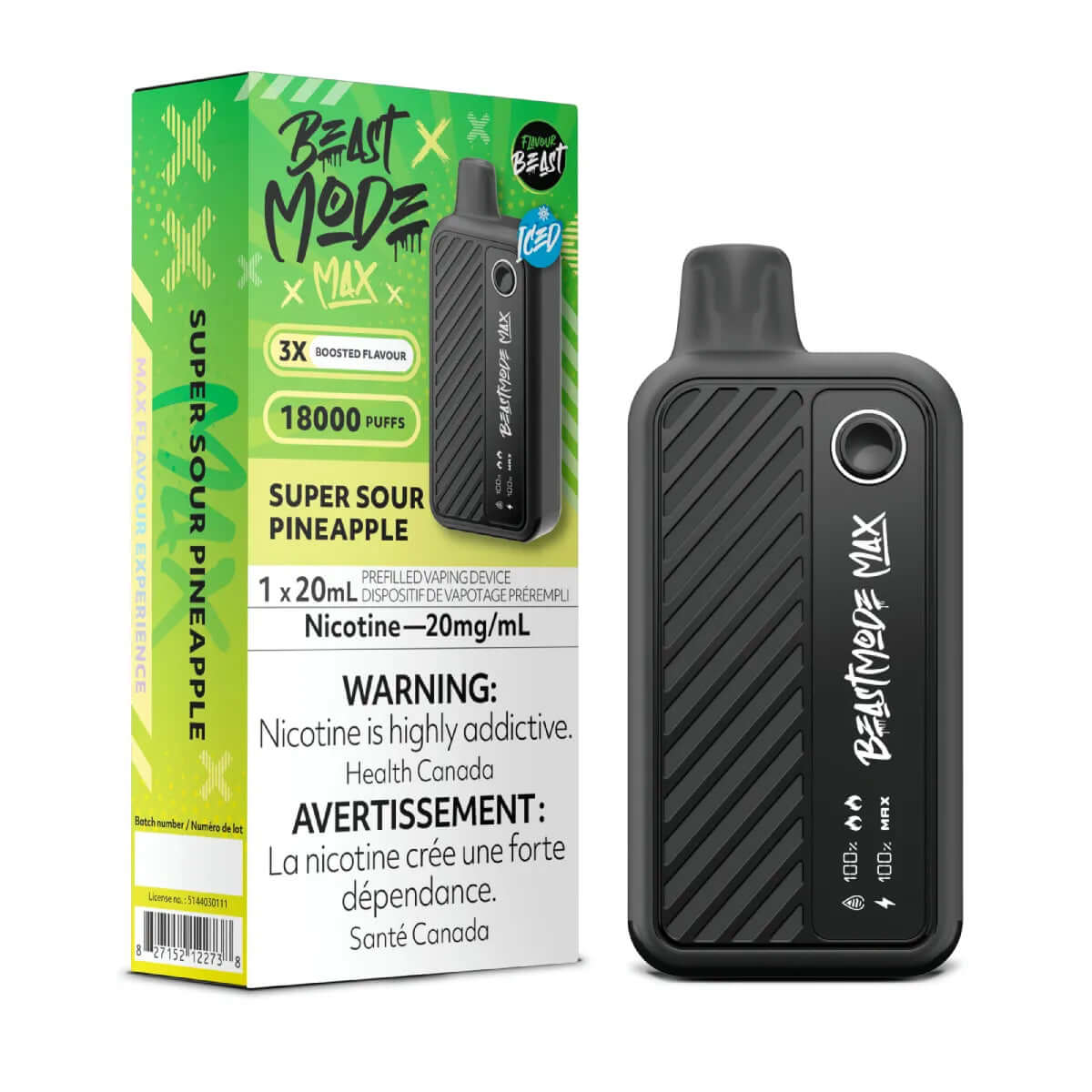 Disposable Vape - Super Sour Pineapple - Flavour Beast Beast Mode Max 18K - 5pc