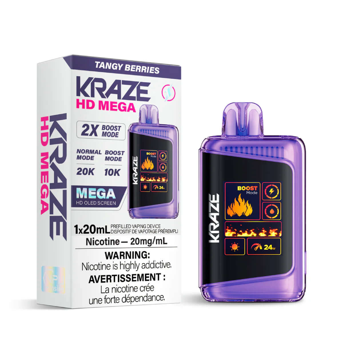 disposable vape - Tangy Berries - Kraze HD Mega - 5pc